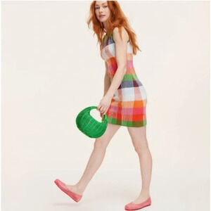 Kate Spade N.Y. Plaid Mini Sweater Dress Red Pink Green Blue Sz XS New